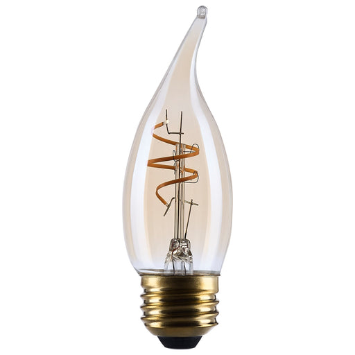 Nuvo Lighting S14224 3.5W CA11 LED Bulb | Amber Glass Spiral Filament | 2000K Warm White, 300 Lumens, Dimmable, E26 Medium Base | Model S14224