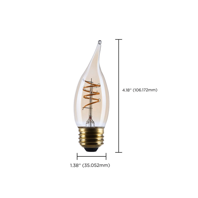 Nuvo Lighting S14225 5.5W CA11 LED Bulb | Amber Glass Spiral Filament | 2000K Warm White, 500 Lumens, Dimmable, E26 Medium Base | Model S14225