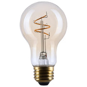 Nuvo Lighting S14226 3.5W A19 LED Bulb | Amber Glass Spiral Filament | 2000K Warm White, Dimmable, Wet Rated | 300 Lumens, E26 Base | Model S14226