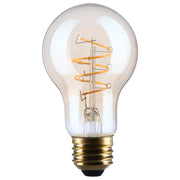 Nuvo Lighting S14228 8W A19 LED Bulb | Amber Glass Spiral Filament | 2000K Warm White, Dimmable, Wet Rated | 800 Lumens, E26 Base | Model S14228