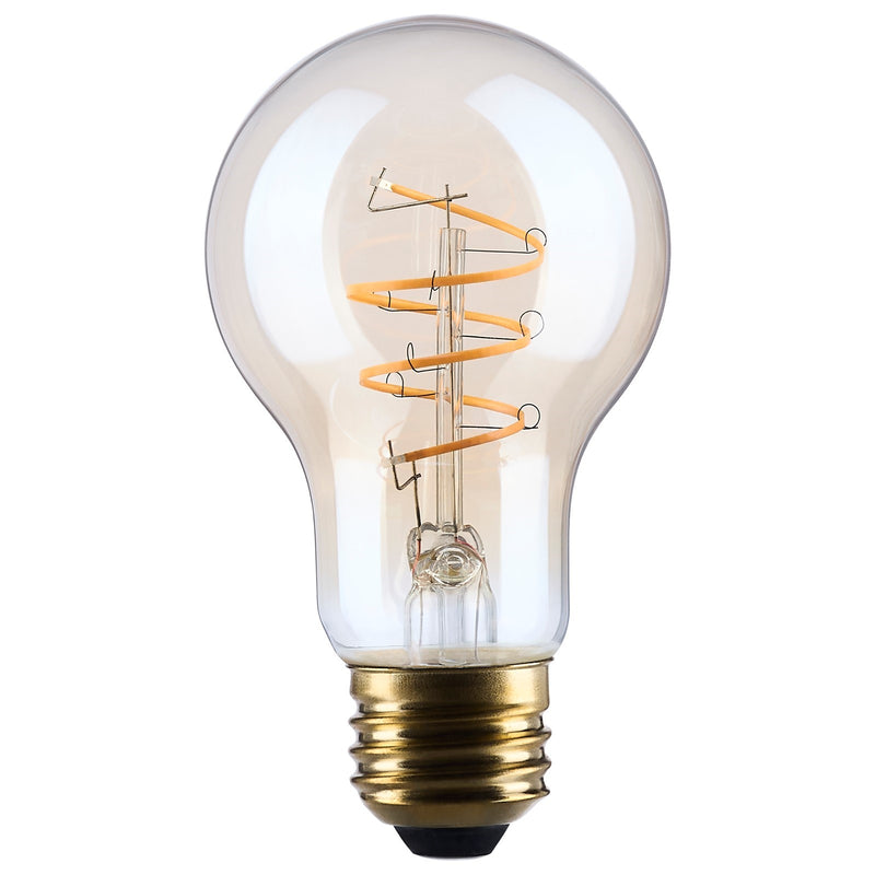 Nuvo Lighting S14228 8W A19 LED Bulb | Amber Glass Spiral Filament | 2000K Warm White, Dimmable, Wet Rated | 800 Lumens, E26 Base | Model S14228