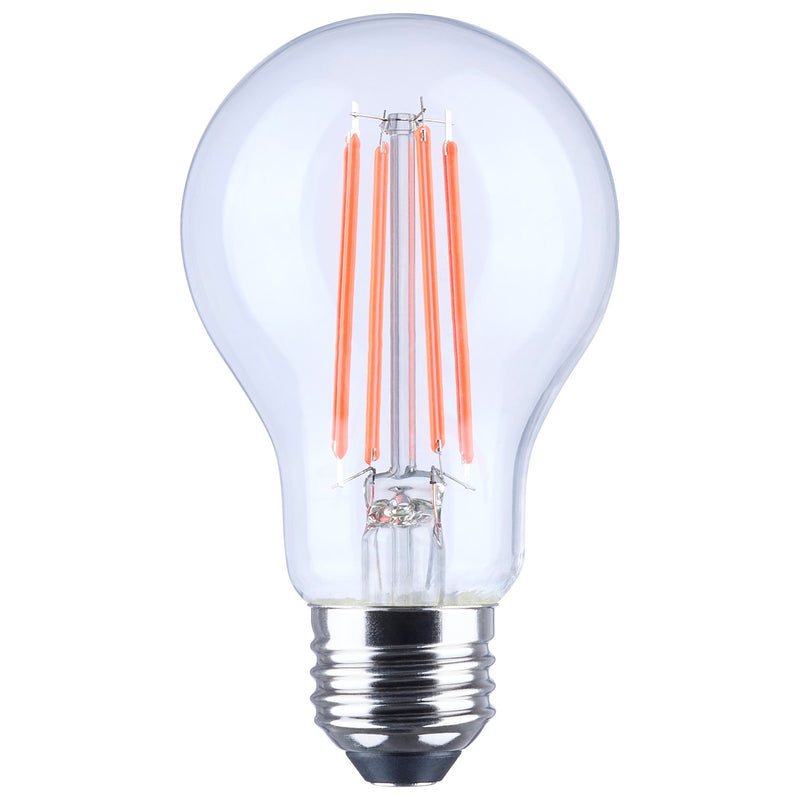 Nuvo 8W LED A19 Straight Filament Red Light Glass 120V 1-Pack, Clear