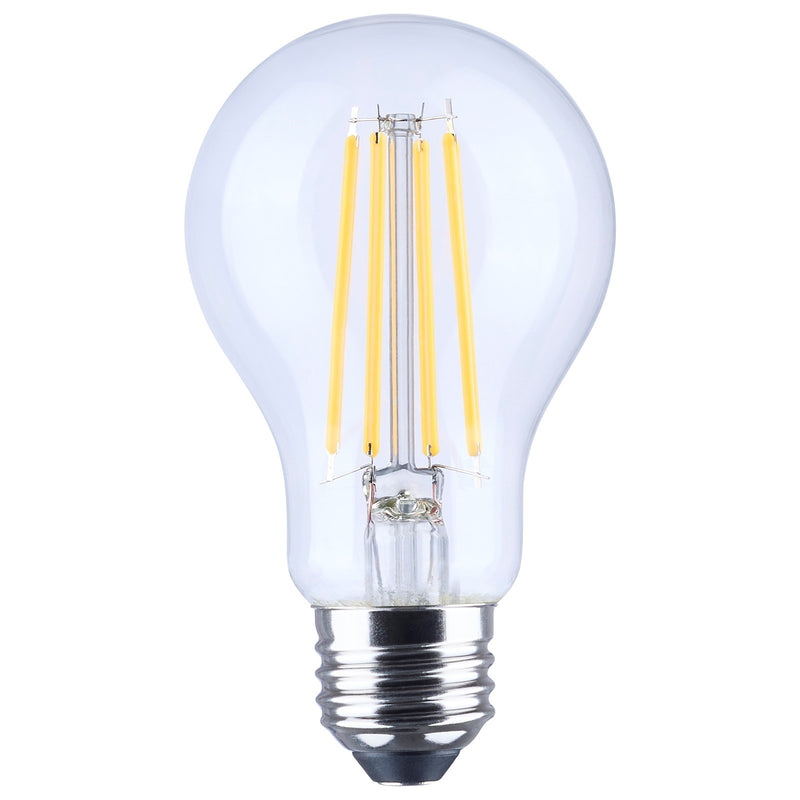 Nuvo 8W LED A19 Straight Filament Yellow Light Glass 120V 1-Pack, Clr