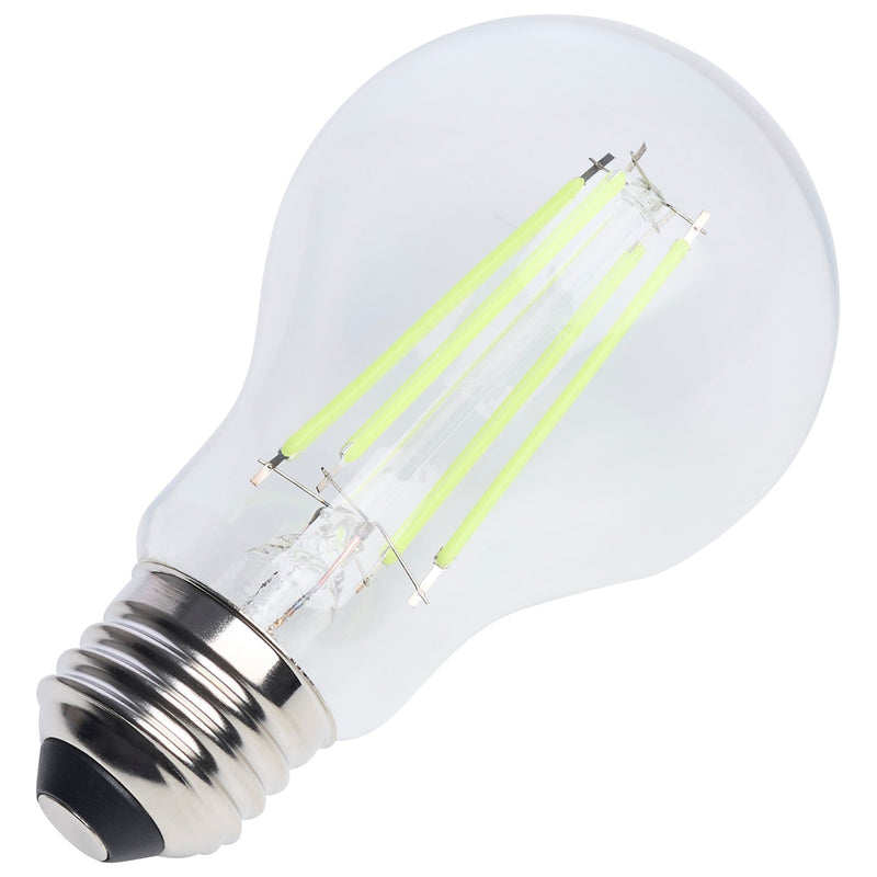 Nuvo 8W LED A19 Straight Filament Green Light Glass 120V 1-Pack, Clear