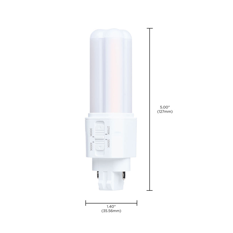 Nuvo Lighting S29882 5.5W PLC LED Bulb | CCT Selectable 2700K-4000K, Frosted Plastic | Type A+B, GX23 Base | 800 Lumens, 120-277V | Model S29882