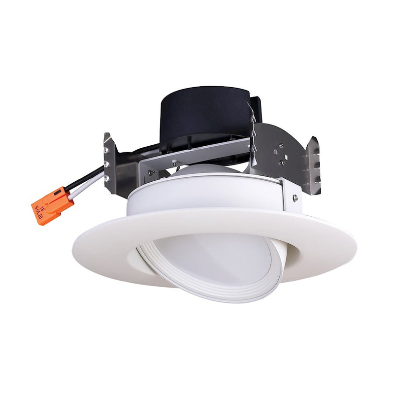 Nuvo Lighting Satco 4in 1-Light LED Retrofit Downlight Gimbaled | Modern White Finish | Damp Location Kitchen & Bathroom | 600 Lumens 4000K | Model S39465