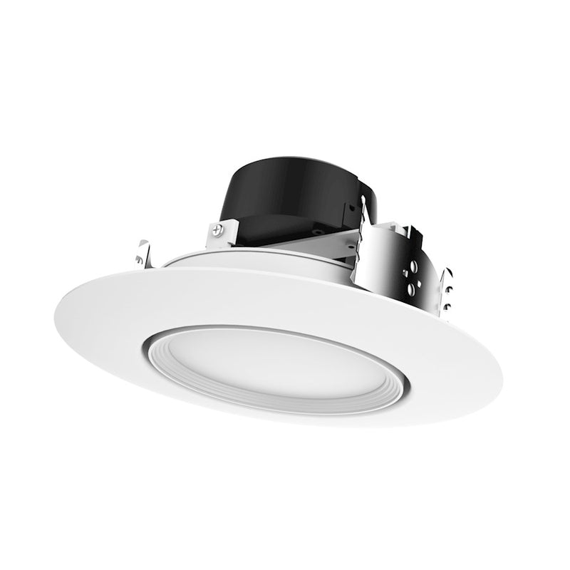 Nuvo Lighting Satco 9W LED Retrofit Downlight Gimbaled 5-6in | Modern White Dimmable | Damp Location Kitchen & Bathroom | 800 Lumens 2700K | Model S39472