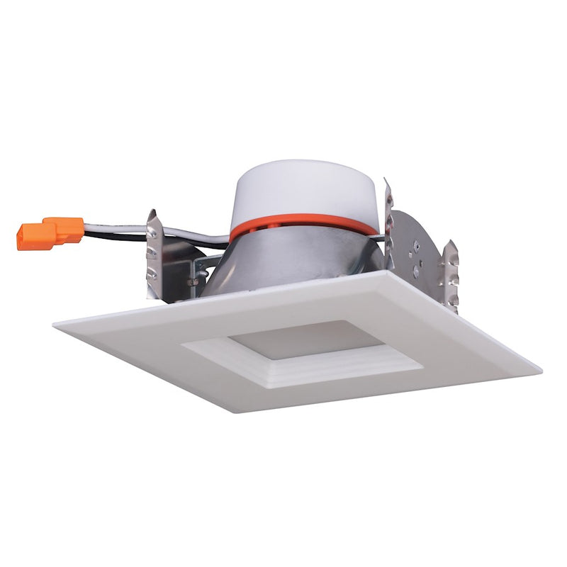 Nuvo Satco 4in LED Downlight Retrofit | Modern White Square | Kitchen & Bathroom Recessed Light | 600 Lumens 5000K 7W Dimmable | Model S39759