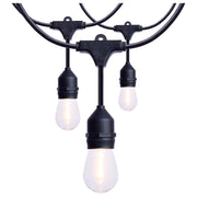 Nuvo Lighting 24ft LED String Light 12-S14 Lamps | Decorative Black and Warm White Glass | Outdoor Patio & Party Room | Model S8020R1
