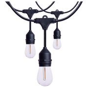 Nuvo Lighting 24ft LED String Light 12-S14 Lamps | Decorative Black and Warm White Glass | Outdoor Patio & Party Room | Model S8020R1