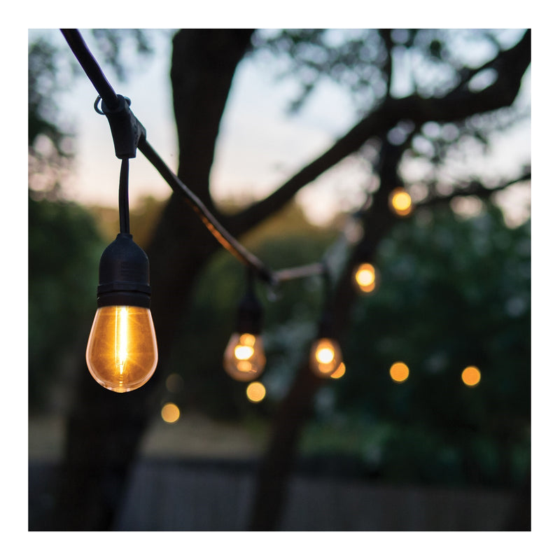 Nuvo Lighting 24ft LED String Light 12-S14 Lamps | Decorative Black and Warm White Glass | Outdoor Patio & Party Room | Model S8020R1