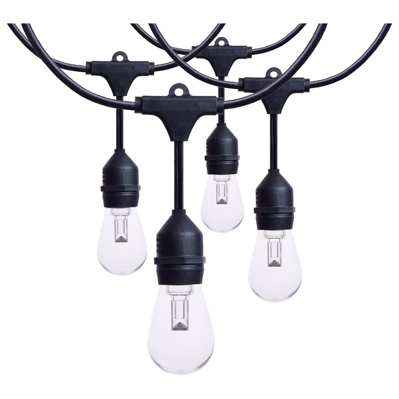 Nuvo Lighting S8031R1 24ft LED String Light | Decorative Black with S14 Lamps | Patio & Party Room | RGBTW with Remote | Model S8031R1
