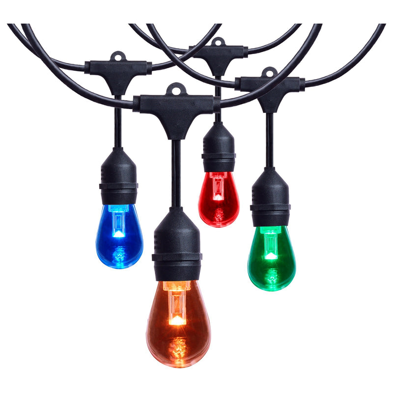Nuvo Lighting S8033R1 48ft LED String Light | Decorative Black Acrylic S14 Bulbs | Patio & Party Lighting | RGBTW Remote Control, 150 | Model S8033R1