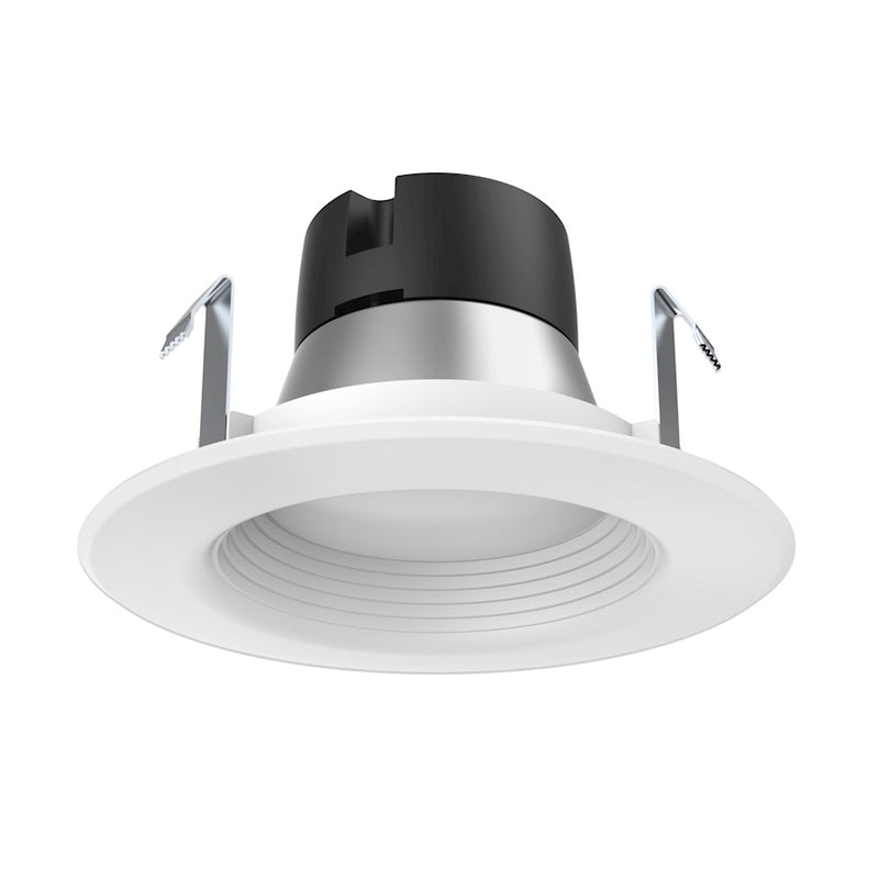 Nuvo Lighting S9729 4in LED Downlight Retrofit | Modern White Baffle and Frosted Lens | Bathroom & Covered Patio Damp-Rated | 460 Lumens | Model S9729