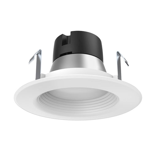 Nuvo Lighting S9729 4in LED Downlight Retrofit | Modern White Baffle and Frosted Lens | Bathroom & Covered Patio Damp-Rated | 460 Lumens | Model S9729