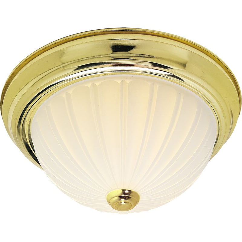 Nuvo SF76-124 11in 2-Light Flush Mount | Traditional Polished Brass and Frosted Melon Glass | Bathroom & Hallway Ceiling Light | 11.25 x | Model SF76-124