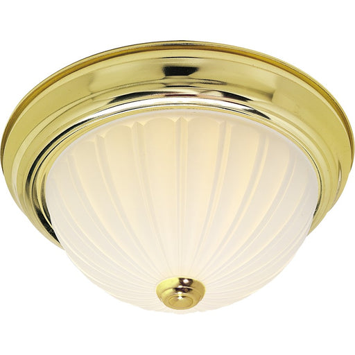 Nuvo SF76-126 13in 2-Light Flush Mount | Traditional Polished Brass and Frosted Melon Glass | Bathroom & Hallway | 13.25 x 5.5 in | Model SF76-126