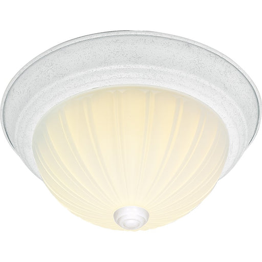 Nuvo SF76-127 13in 2-Light Flush Mount | Traditional Textured White and Frosted Melon Glass | Hallway & Bathroom | 13.25 x 5.5 in | Model SF76-127