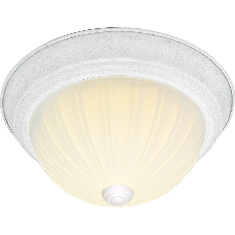 Nuvo 3-Light 15in Flush Mount | Traditional Textured White and Frosted Melon Glass | Hallway & Bathroom Ceiling Light | 15.25 x 6 in | Model SF76-129