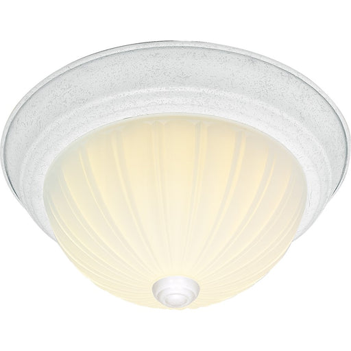Nuvo 3-Light 15in Flush Mount | Traditional Textured White and Frosted Melon Glass | Hallway & Bathroom Ceiling Light | 15.25 x 6 in | Model SF76-129