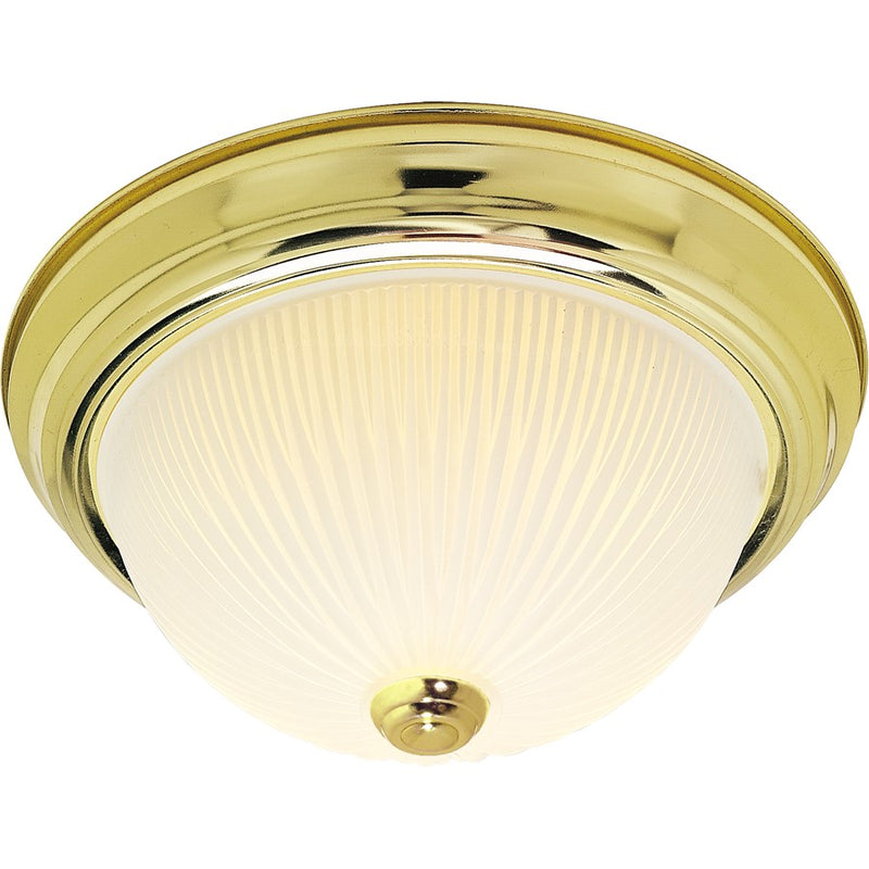 Nuvo Lighting SF76-130 2-Light 11in Flush Mount | Traditional Polished Brass and Frosted Ribbed Glass | Bathroom & Hallway Ceiling Light | Model SF76-130