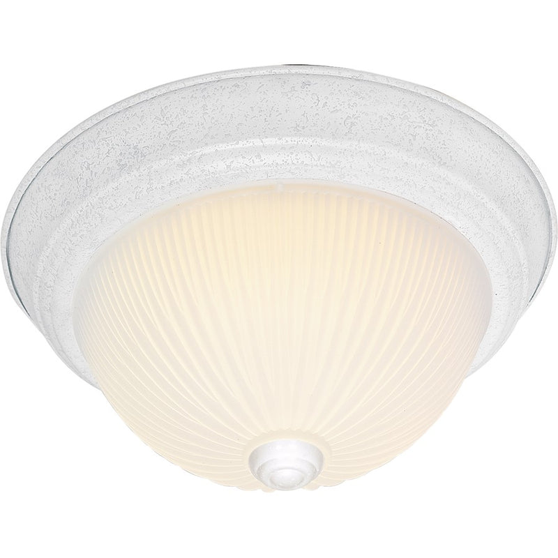 Nuvo Lighting SF76-131 2-Light 11in Flush Mount | Traditional Textured White and Frosted Ribbed Glass | Hallway & Bathroom Ceiling Light | Model SF76-131