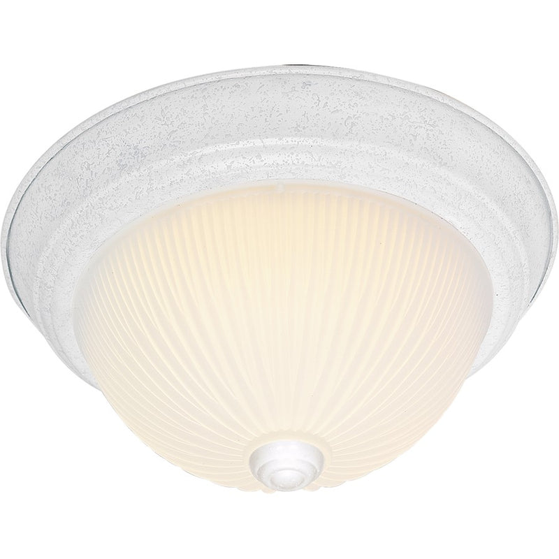 Nuvo Lighting SF76-135 3-Light 15in Flush Mount | Traditional Textured White and Frosted Ribbed Glass | Bathroom & Hallway | 15.25 x 6 in | Model SF76-135