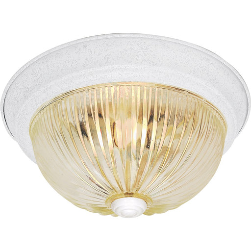 Nuvo SF76-191 2-Light 11in Flush Mount | Traditional Textured White and Clear Ribbed Glass | Entryway & Hallway Ceiling Light | 11.25 x 5 | Model SF76-191
