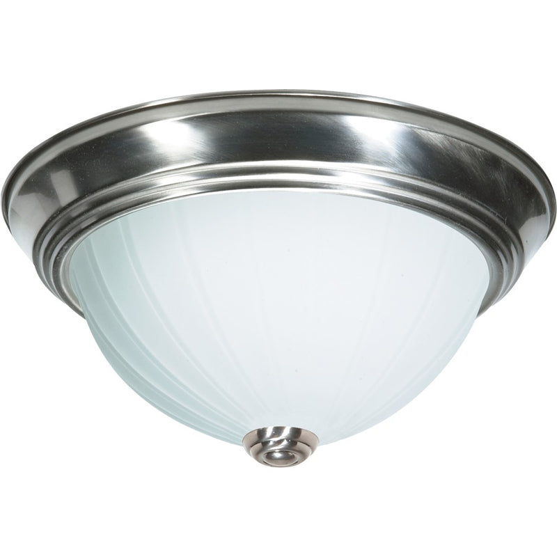 Nuvo SF76-243 11in 2-Light Flush Mount | Traditional Brushed Nickel and Frosted Melon Glass | Hallway & Bathroom Ceiling Light | 11.25 x | Model SF76-243