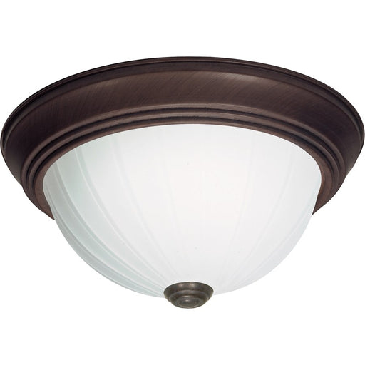 Nuvo SF76-246 11in 2-Light Flush Mount | Traditional Old Bronze and Frosted Melon Glass | Hallway & Bathroom Ceiling Light | 11.25 x 5 in | Model SF76-246