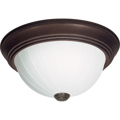 Nuvo 2-Light 13in Flush Mount | Traditional Old Bronze and Frosted Melon Glass | Bedroom & Hallway Ceiling Light | 13.25 x 5.5 in | Model SF76-247