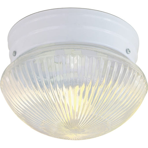 Nuvo SF76-251 8in 1-Light Flush Mount | Traditional White and Clear Ribbed Glass | Hallway & Bathroom Ceiling Light | 7.5 x 7.5 x 5 in | Model SF76-251