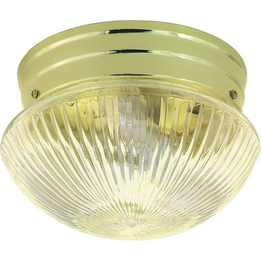 Nuvo SF76-252 10in 2-Light Flush Mount | Traditional Polished Brass and Medium Clear Ribbed Glass | Hallway & Bathroom | 9.5 x 9.5 x 6 in | Model SF76-252