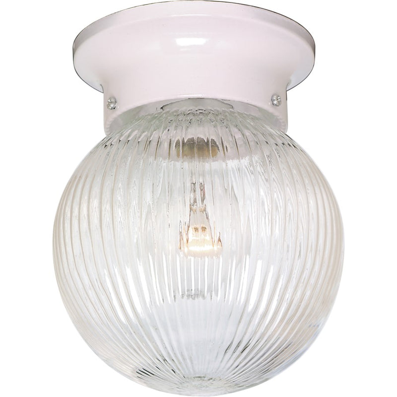 Nuvo Lighting SF76-257 1-Light 6in Flush Mount | Traditional White and Clear Ribbed Glass | Hallway & Bathroom Ceiling Light | 6 x 6 x | Model SF76-257