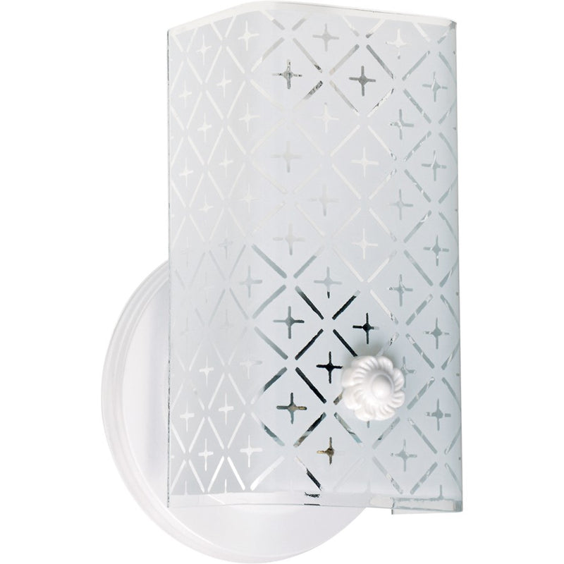 Nuvo Lighting SF76-273 1-Light Vanity Light | Traditional White and Diamond U-Channel Glass | Bathroom Vanity | 4.5 x 4.25 x 7.5 in | Model SF76-273