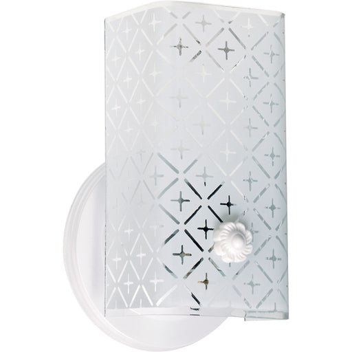 Nuvo Lighting SF76-273 1-Light Vanity Light | Traditional White and Diamond U-Channel Glass | Bathroom Vanity | 4.5 x 4.25 x 7.5 in | Model SF76-273