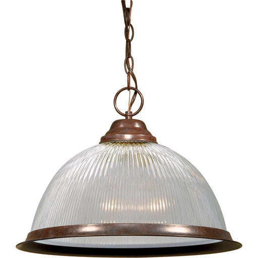 Nuvo Lighting SF76-447 15in 1-Light Pendant | Traditional Old Bronze and Clear Prismatic Glass | Kitchen Island & Dining Room | 15 x 15 x | Model SF76-447