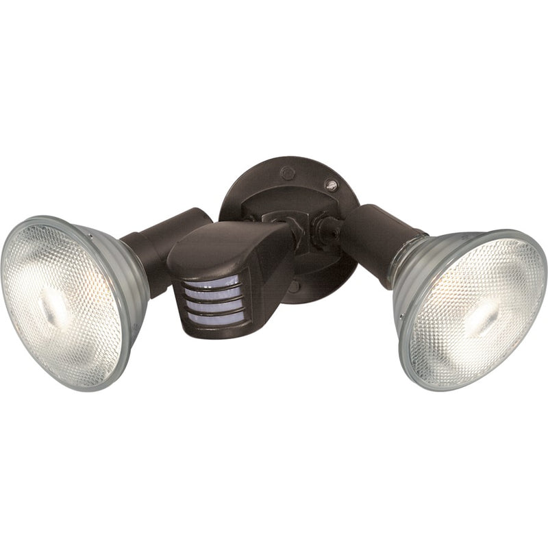 Nuvo Lighting SF76 10in 2-Light Flood Light | Traditional Black Plastic with Motion Sensor | Outdoor Security & Entryway | 10 x 9.5 in | Model SF76-503