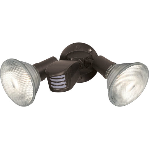 Nuvo Lighting SF76 10in 2-Light Flood Light | Traditional Black Plastic with Motion Sensor | Outdoor Security & Entryway | 10 x 9.5 in | Model SF76-503