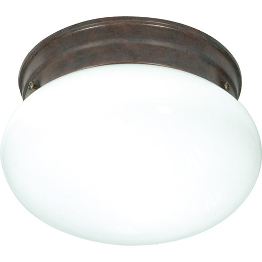 Nuvo SF76-600 1-Light Flush Mount | Traditional Old Bronze and White Glass | Hallway & Bathroom Ceiling Light | 7.5 x 5 in | Model SF76-600