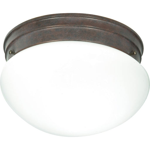 Nuvo SF76-602 2-Light 10in Flush Mount | Traditional Old Bronze and Medium White Glass | Hallway & Bathroom Ceiling Light | 9.5 x 9.5 x 6 | Model SF76-602