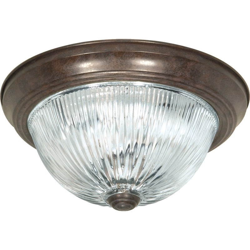 Nuvo Lighting 2-Light 11in Flush Mount | Traditional Old Bronze and Clear Ribbed Glass | Hallway & Bathroom Ceiling Light | 11.25 x 5 in | Model SF76-606