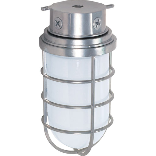 Nuvo SF76-626 11in 1-Light Outdoor Flush Mount | Industrial Metallic Silver and Frosted Glass | Covered Patio & Entryway | 11 x 11 x 5.5 | Model SF76-626