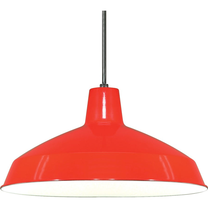Nuvo Lighting 16in 1-Light Pendant | Traditional Red Aluminum Warehouse Shade | Kitchen Island & Dining Room | 16 x 16 x 8.125 in | Model SF76-663