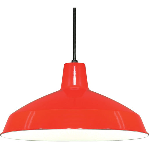 Nuvo Lighting 16in 1-Light Pendant | Traditional Red Aluminum Warehouse Shade | Kitchen Island & Dining Room | 16 x 16 x 8.125 in | Model SF76-663