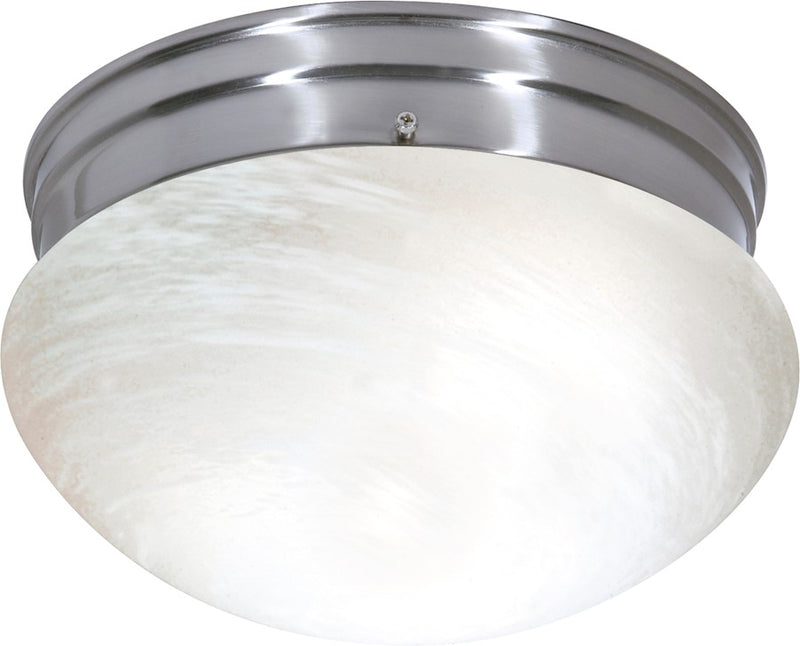 Nuvo SF76-674 10in 2-Light Flush Mount | Traditional Brushed Nickel and Alabaster Glass | Bathroom & Hallway Ceiling Light | 9.5 x 9.5 x | Model SF76-674