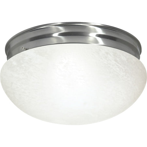 Nuvo SF76-677 12in 2-Light Flush Mount | Traditional Brushed Nickel and Alabaster Glass | Bathroom & Covered Patio | 12 x 12 x 6 in | Model SF76-677