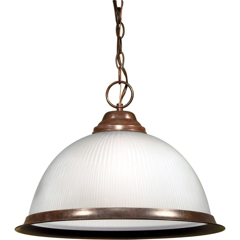 Nuvo Lighting SF76-690 15in 1-Light Pendant | Traditional Old Bronze and Frosted Prismatic Glass | Kitchen Island & Dining Room | 15 x 15 | Model SF76-690