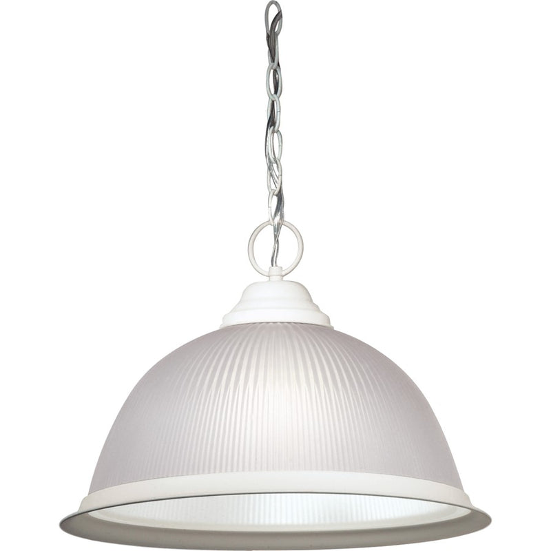 Nuvo SF76-692 15in 1-Light Pendant | Traditional Textured White and Frosted Prismatic Glass | Kitchen Island & Dining Room | 15 x 15 x | Model SF76-692