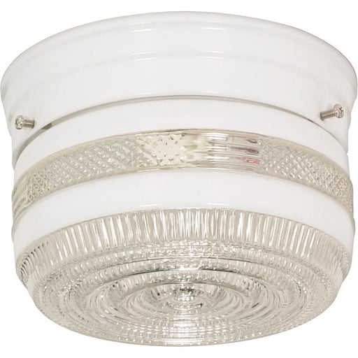 Nuvo SF77-097 6in 1-Light Flush Mount | Traditional White and Small Crystal Glass | Hallway & Bathroom | 6 x 6 x 5 in | Model SF77-097